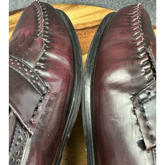 GH Bass & Co Weejuns Mens 10.5 EE Loafers Leather Tassels Burgundy Wine Shoes - Picture 10 of 15
